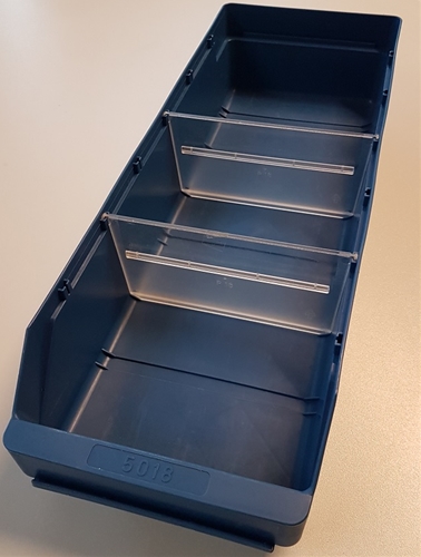 Klick zeigt Details von Kleinteile-Kasten 500x180x95 mm blau (Restposten, gebraucht)